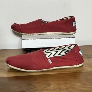 Toms Canvas Classic Women's Apple Red US Size 8.5 Slip-On Comfort Flat